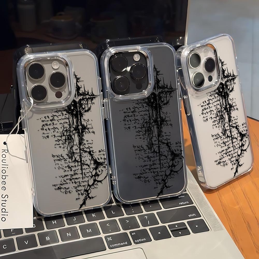 Чехол для телефона «Темная Руна» для iPhone 15 Pro Max 14 Plus 17 16 13 12 11 17Air 17E 16E Coque Funda Чехол для телефона Современная металлическая фоторамка