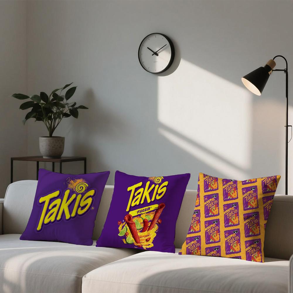 Чехол для подушки с рисунком чили T-Takis Chips Квадратный чехол для диванной подушки Повседневный удобный для кожи чехол для подушки