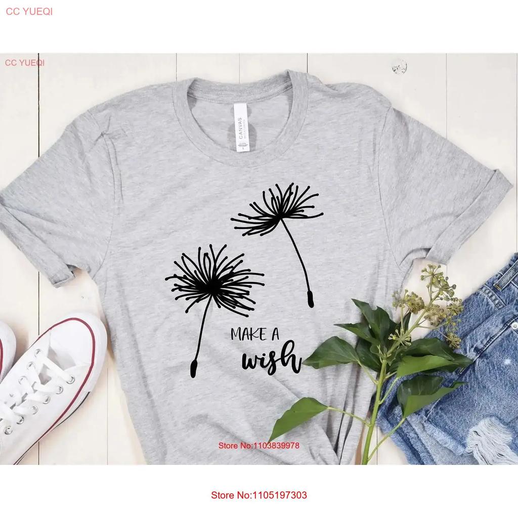 Make A Wish T Shirt Dandelion Motivational Positive Inspirational Quote For Her Vintage Washed Fashion Graphic Streetwear