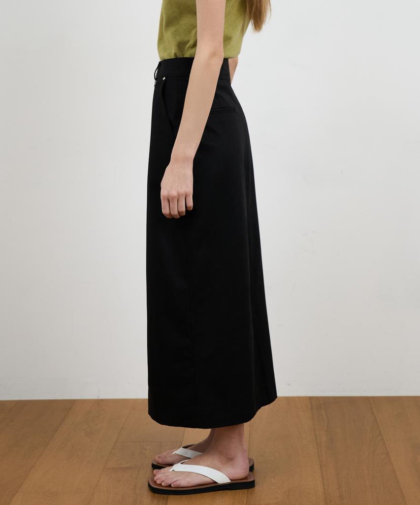 Dehebe Minimal Cotton Long Skirt [Black]