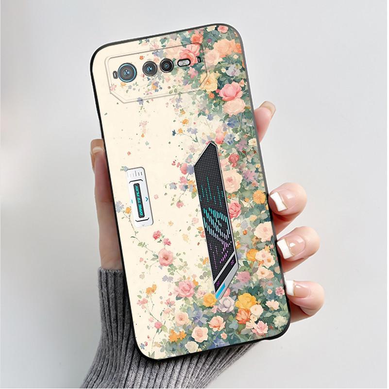 For Asus ROG 6 Case For ROG Phone 6 Pro / 6D Fashion Butterfly Flowers Bumper Soft Black Silicone Cover For Asus ROG6 ROG6D Case