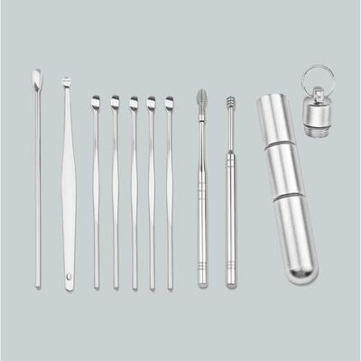 10 шт. набор инструментов для чистки ушей из нержавеющей стали для удаления ушной серы, пинцет для чистки ушей, спиральная пружина, набор ложек для чистки ушей от грязи