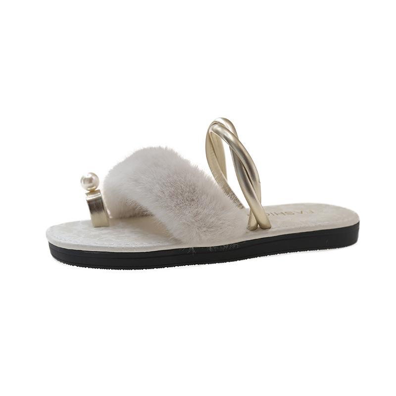 Fashion Set of Toe French Flat-bottomed Slippers for Women's Wear In Summer 2025 New Fashion Casual Set of Toe Beach Sandals