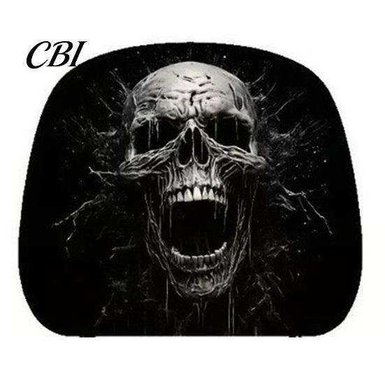 Spooky Theme Car Decoration Funny Headrest Covers, Ghost Skull Print Decorative Covers for Cars Seat Protector, Universal Breathable Auto Interior