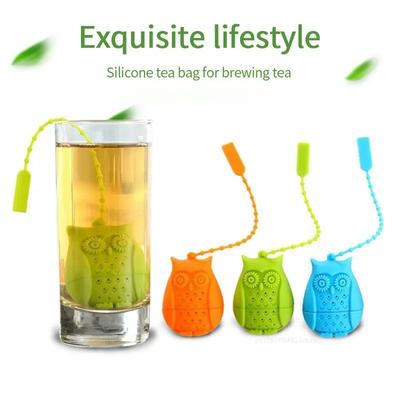 Силиконовый пакет для заваривания чая в форме совы, многоразовый, безопасный, пакетики для рассыпного чая, фильтр-ситечко для посуды для любителей чая