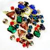 50pcs/Bag Glitter Mixed Shape Sew On Glass Rhinestone Gold Claw Crystal Buckle Diy Wedding Decoration Accessories