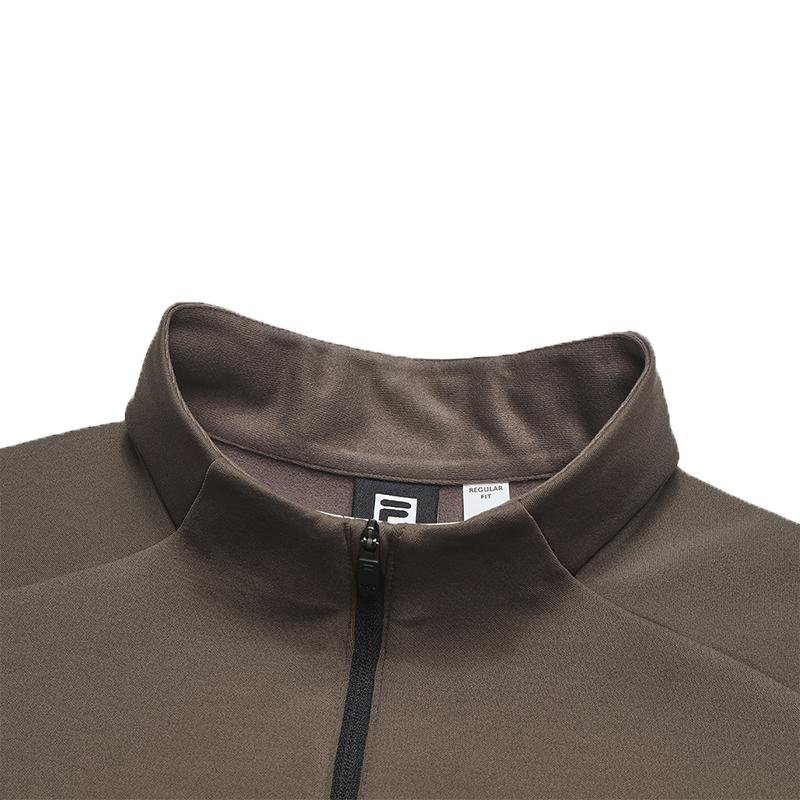 Fila Ski Series Fashionable Casual Sports Comfortable Fleece Warm Knitted Long Sleeve T-Shirt Men Tops Dark-Brown Gray A11M546204FBG