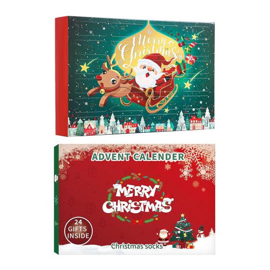 Новогодний адвент-календарь с носками для детей, 24 дня до праздника, хлопковый