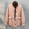Johnature Women Vintage Linen Parkas Stand Long Sleeve Button Plus Cotton Warm Coat Winter Solid Color Chinese Style Parkas