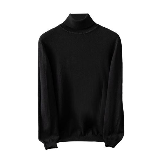 Осень-зима мужской свитер с высоким воротником, толстый эластичный трикотаж с длинными рукавами, теплый однотонный трикотаж, свободный повседневный деловой свитер