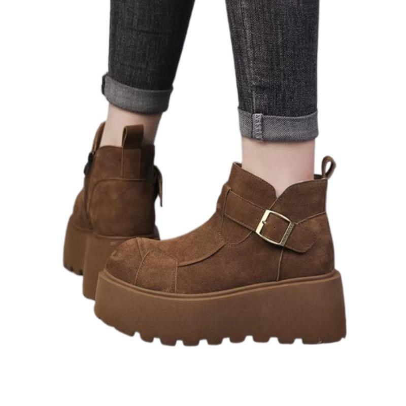 Women Ankle Platform Snow Boots Flats Suede Loafers Winter Plush Cotton Shoes 2025 Trend Casual Shoes Warm Non Slip Botas Mujer