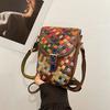 Модная кожаная сумка для мобильного телефона из коровьей кожи, цветная ромбовидная вставка, ручная вязка, на плечо, мини-мессенджер, женская сумка