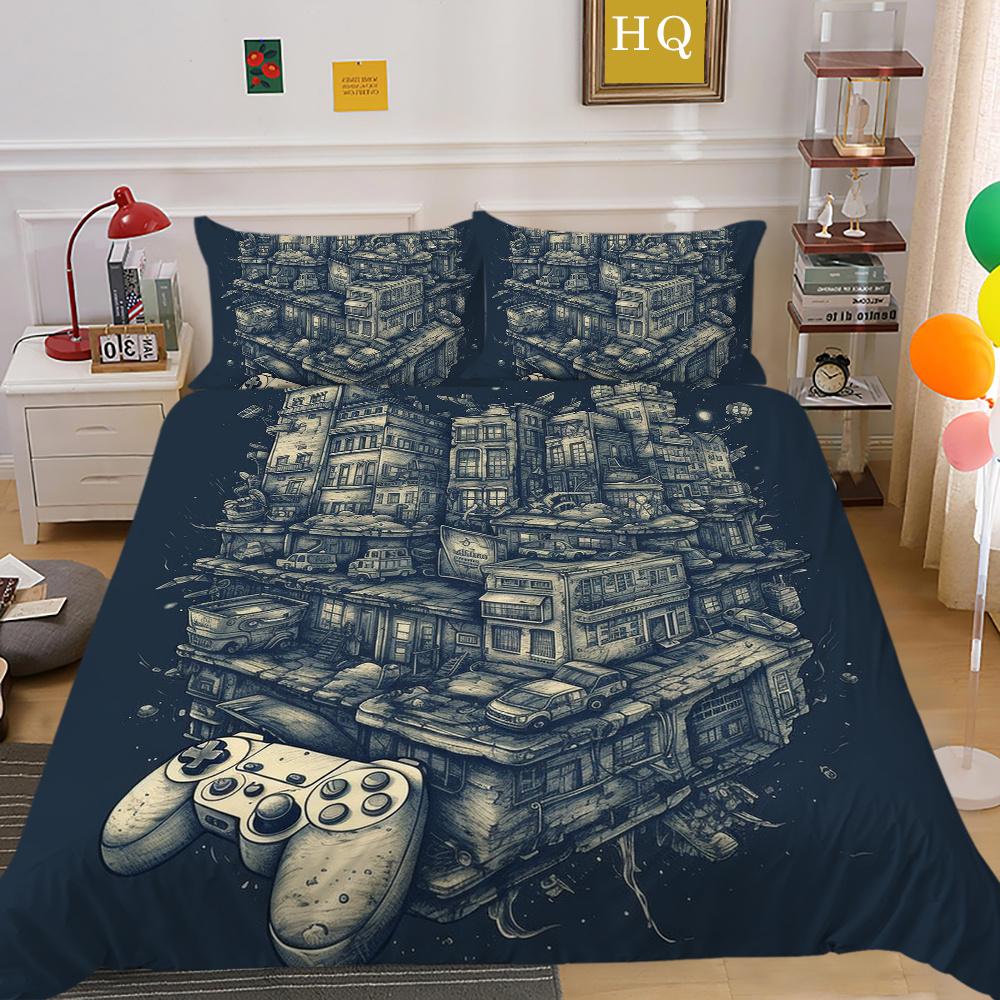 3D игровая консоль с принтом, комплект домашнего постельного белья для мальчиков, модное покрывало, двойной размер, пододеяльник, комплект полиэстера, домашний текстиль