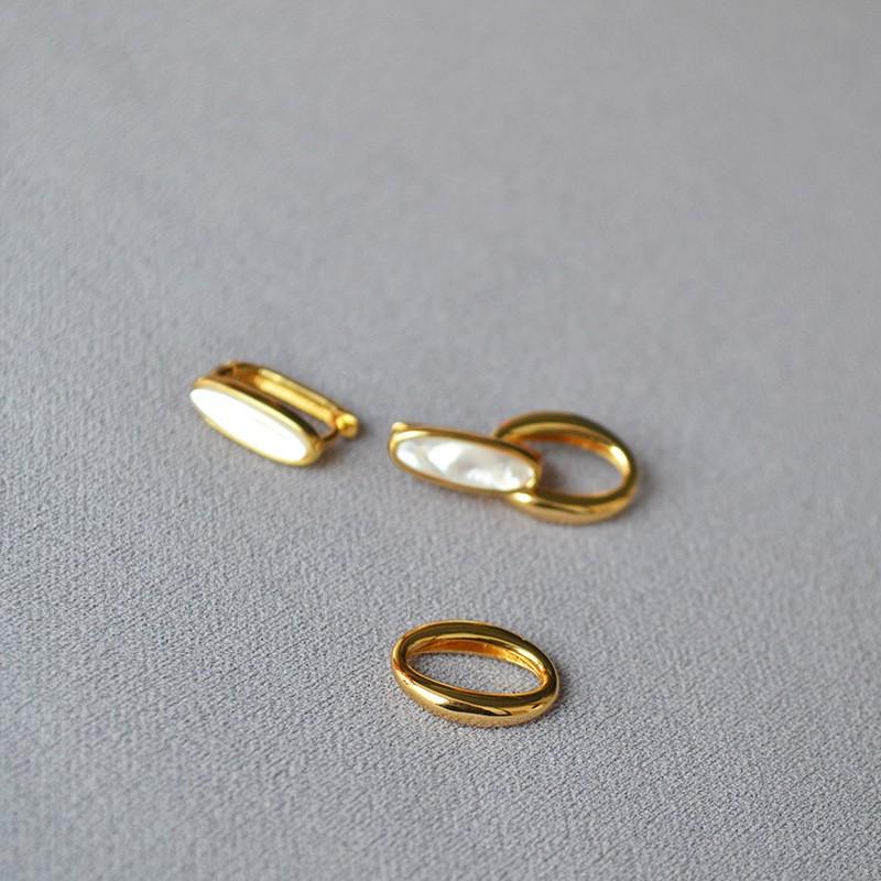 Elegant Geometric Oval Mother-of-Pearl Stud Earrings Women Minimalist Luxury Daily Wear Gold Plated Copper Post