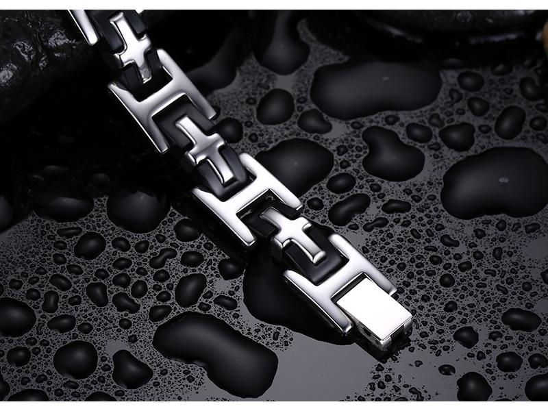 Titanium Steel Silicone Curved Bracelet for Men - Engravable Jewelry Accessory