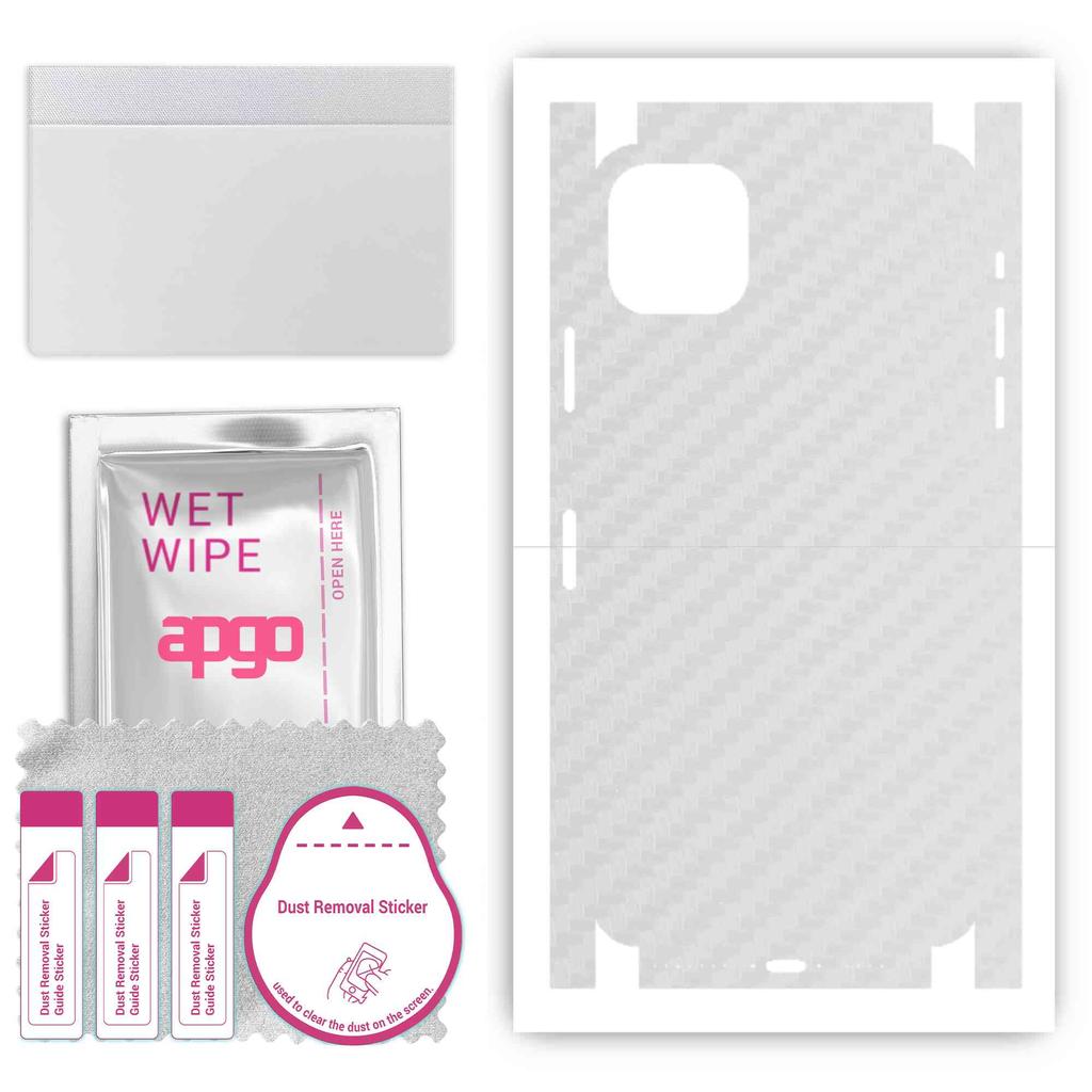 apgo Protective Skin Sticker for the Back+sides Compatible with Apple iPhone 11 Pro Max, Full Wrap Film, Foil, Vinyl - Pattern Transparent Carbon