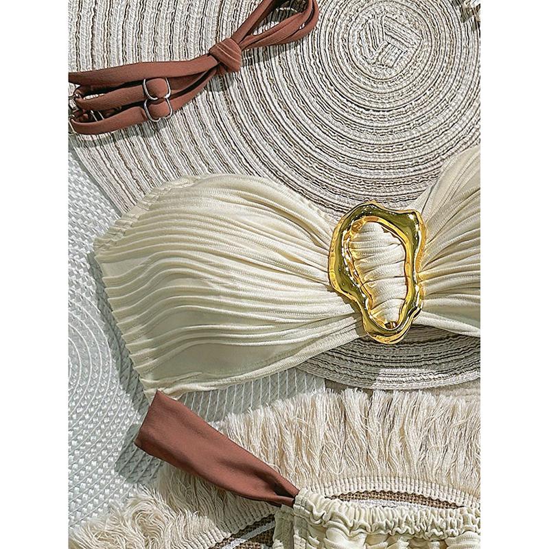 Комплект бикини без бретелей Женский купальник Полосатый Раздельный Простой С открытой спиной Женская купальная одежда Купание Летняя мода Пляжная одежда