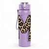 1PC Leopard Texture Letter M Print 750ml Color Plastic Sports Water Bottle Leakproof Flip Straw Lid Suitable for Sports Office Home Use