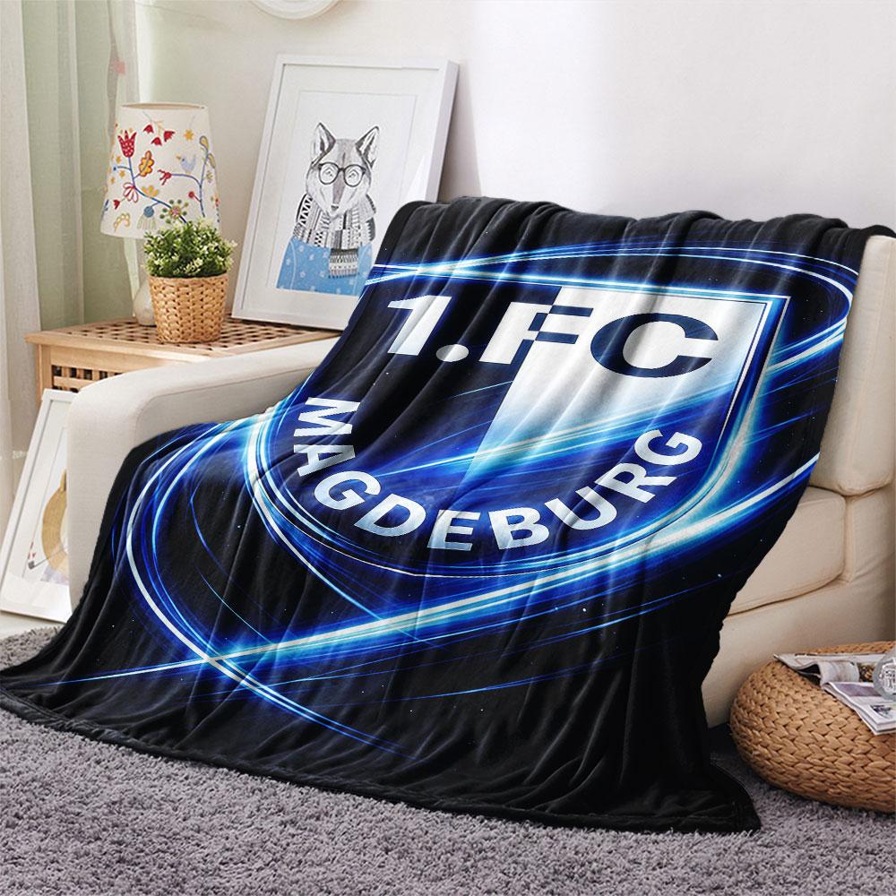 1PC 1. FC Magdeburg Patterned Flannel Blanket Suitable For All Seasons for Home Decor Warmth and Comfort Gifts Holiday Present