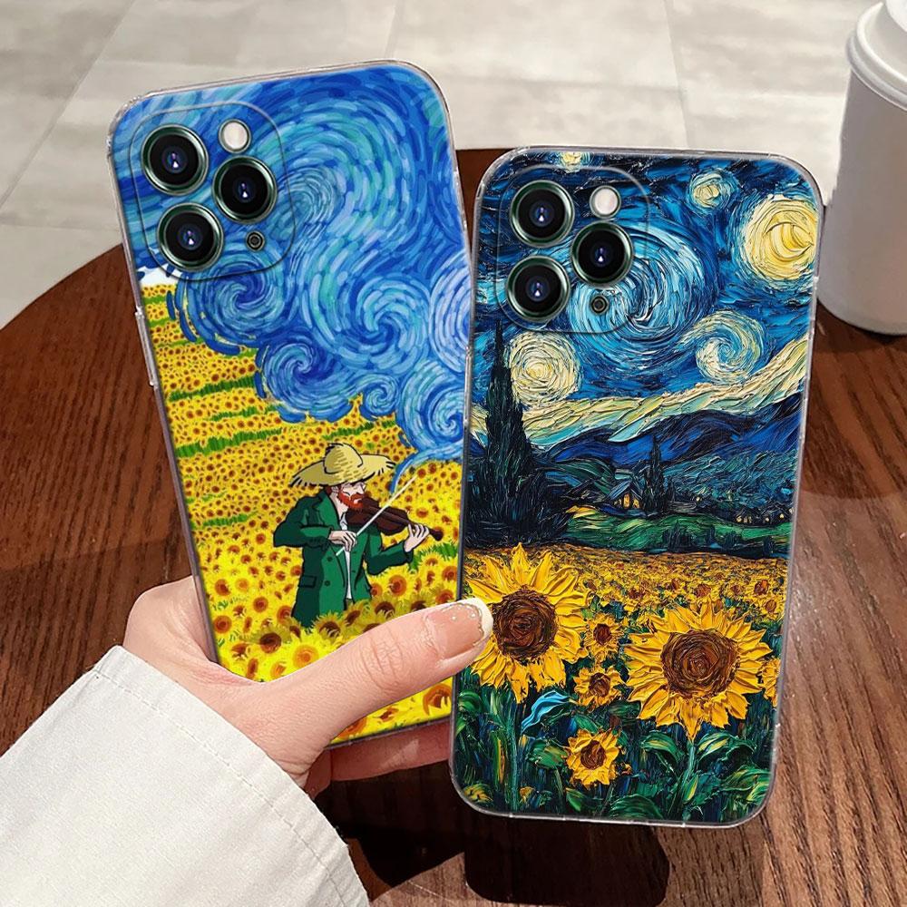 Интересный чехол с рисунком Ван Гога Прозрачный чехол для Apple iPhone 17 16 15 14 13 12 11 Pro Max Чехол 16 Plus 16E 17Air 17Pro Чехол для телефона