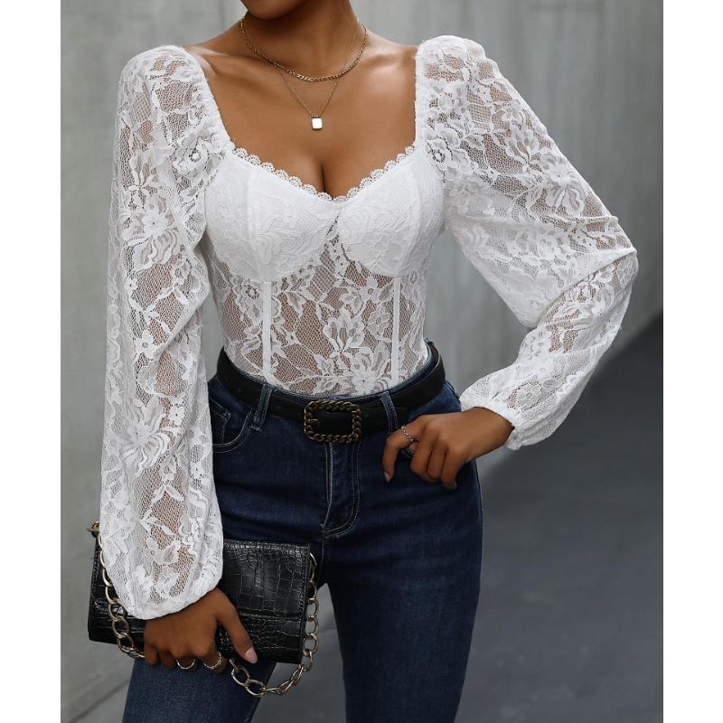 VEZFAA Женские модные повседневные боди с однотонным принтом весна-осень с длинным рукавом и V-образным вырезом