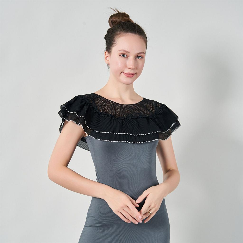 Fashion Lace Trim Shawl Hollowout Neck Scarf Breathable Poncho Lace Shawl Women Formal Party Collar Shawl Shoulder Wrap