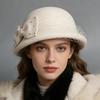 Осенне-зимняя элегантная шерстяная шляпа-таз модная универсальная берет с жемчужным бантом в стиле знаменитостей подчеркивает лицо маленькая женская шляпа