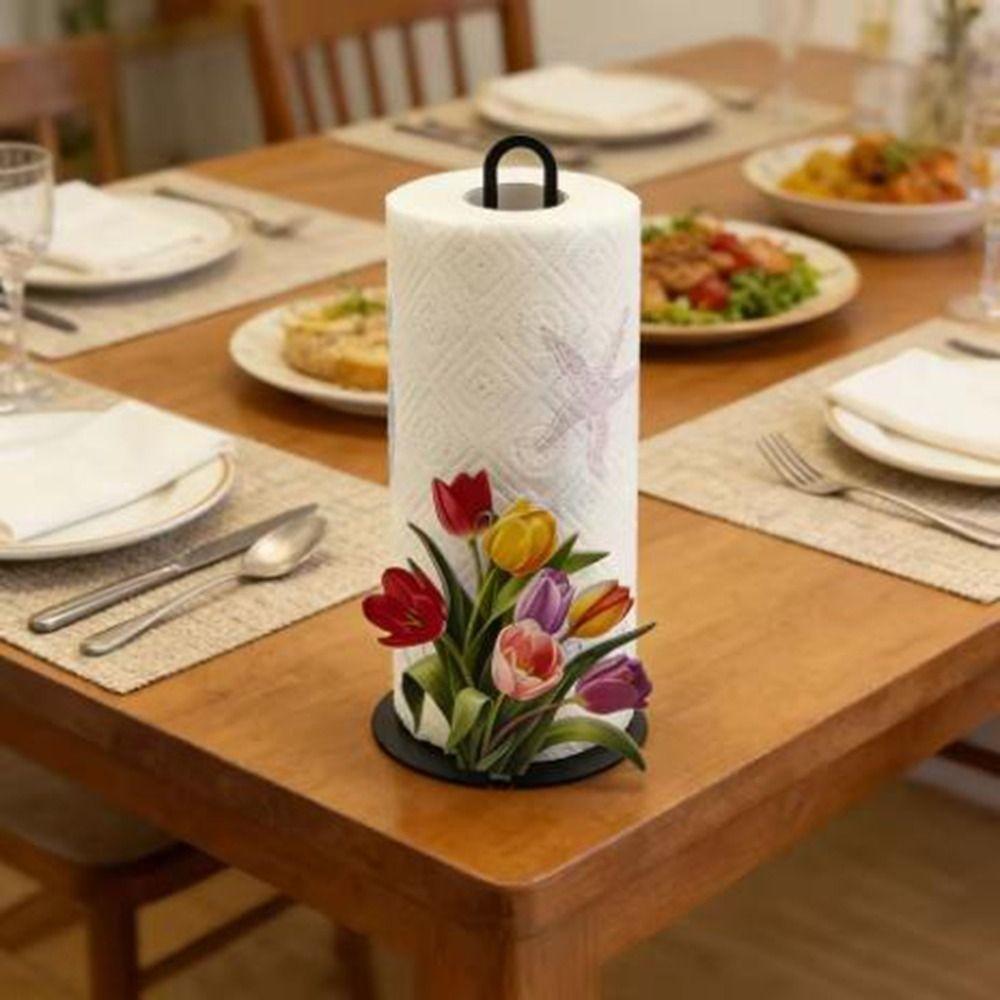 Cute Vertical Napkins Rack Iron Roll Paper Towel Holder Freestanding Tissue Holder Parties