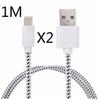 Набор из 2x БЕЛЫЙ 1M USB-кабель для iPhone 5-5s тканевый плетеный Синхронизирующий кабель зарядное устройство от сети