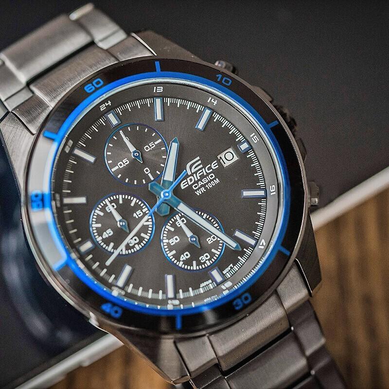 Casio Серия EDIFICE, модные, деловые, универсальные и повседневные, кварцевый механизм, ремешок из нержавеющей стали с ионным покрытием, японские и корейские EFR-526BK-1A2