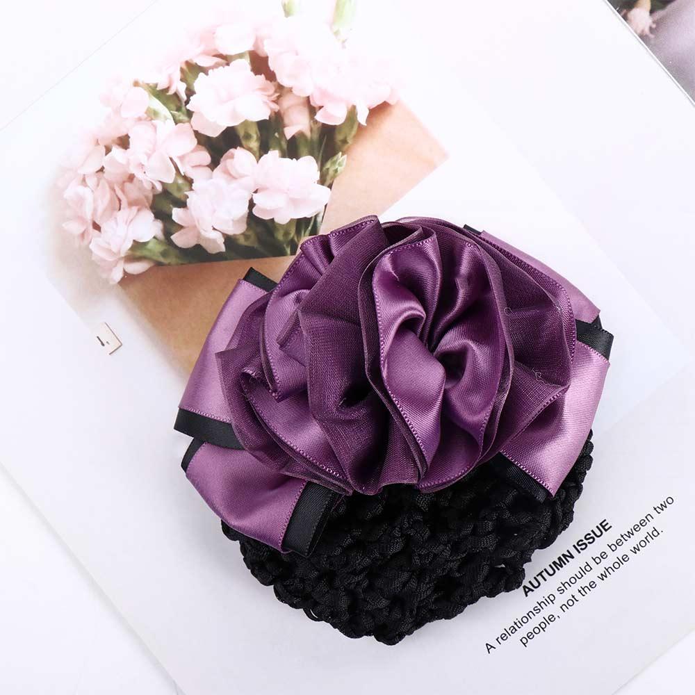 Hotel Hair Clip Nurse Hairgrips Cover Net Ponytail Clip Korean Bun Snood Floral Spring Clip