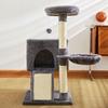 Кошачье дерево Роскошные кошачьи башни с двойными домиками Просторная полка Кошачий гамак Полностью обернутый когтеточка из сизаля и подвесные шарики