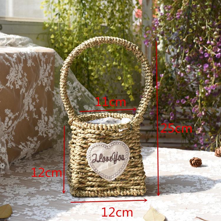 Пасторальная скандинавская плетеная цветочная корзина-сумка для композиций из сухоцветов и горшка с суккулентом