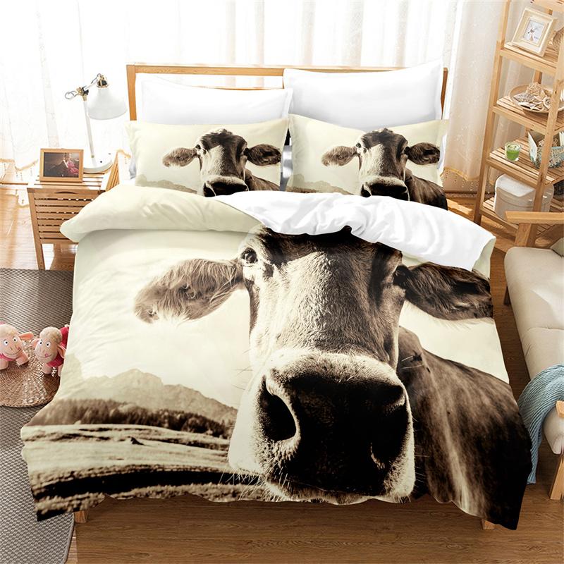 Animals Duvet Cover Set 3D Print Cow Elephant Fish Comforter Cover King Queen Twin Size Polyester Quilt Cover for Kid Teen Adult