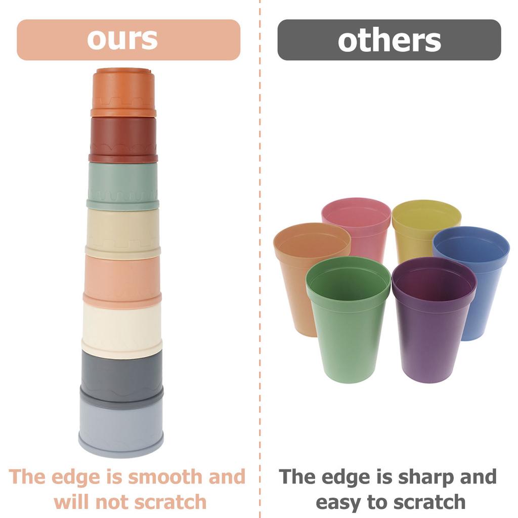 Игрушки-стаканчики для складывания для младенцев, вкладывающиеся стаканчики, распознавание цвета и размера, детская игрушка, набор красочных стаканчиков с кроликами с гладкими краями