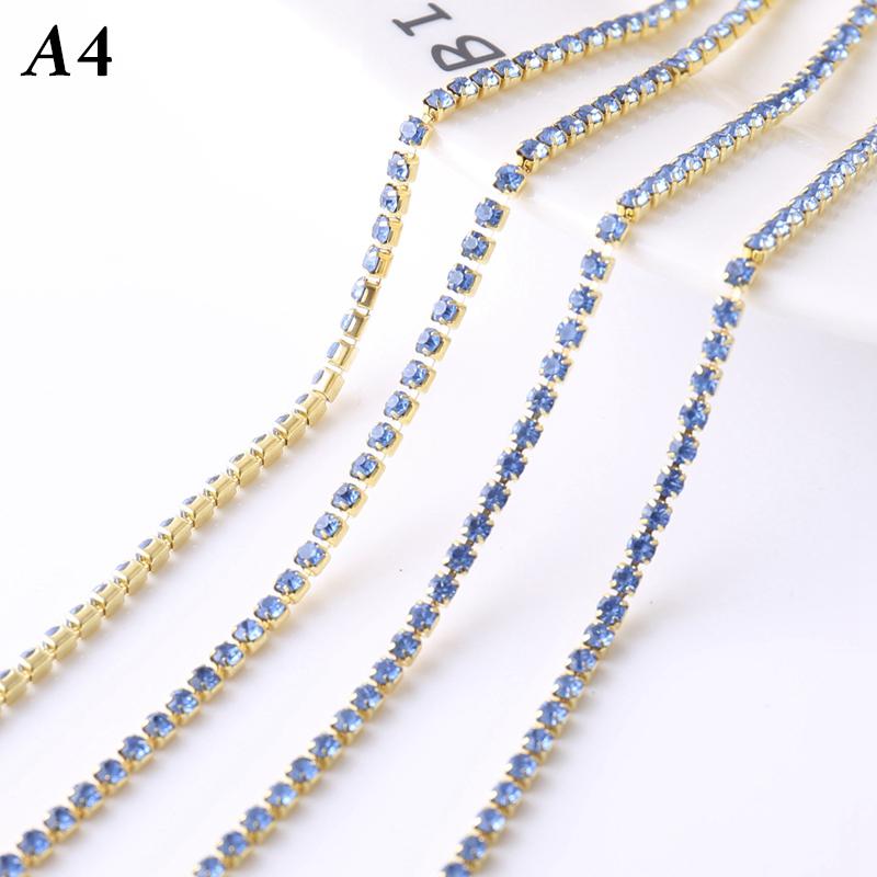 5M Rhinestone Drill Chain 2mm Glass Rhinestone Claw Chain Trim DIY Sewing Costume Craft Performance Clothing Decor Accessories