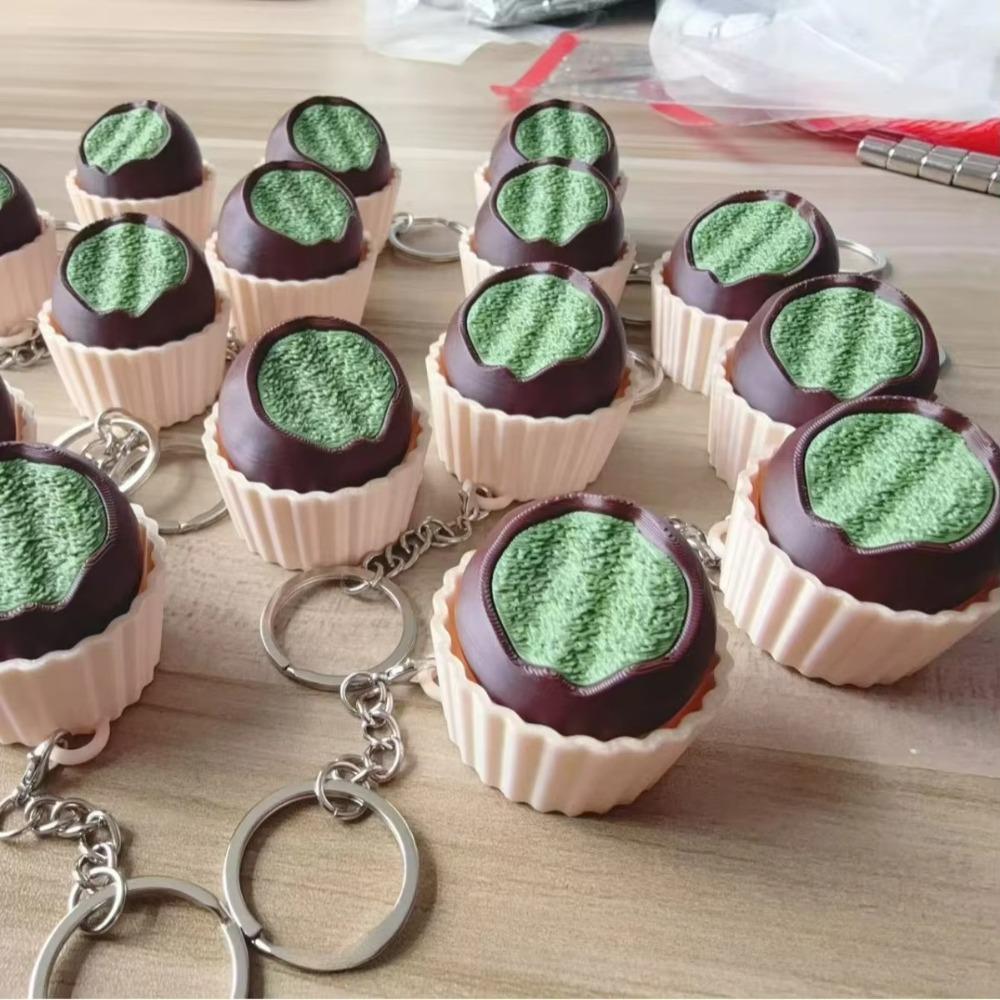 3D Printed Chocolate Keyboard Keychain Simulated Finger Button Pendant Boys Girls