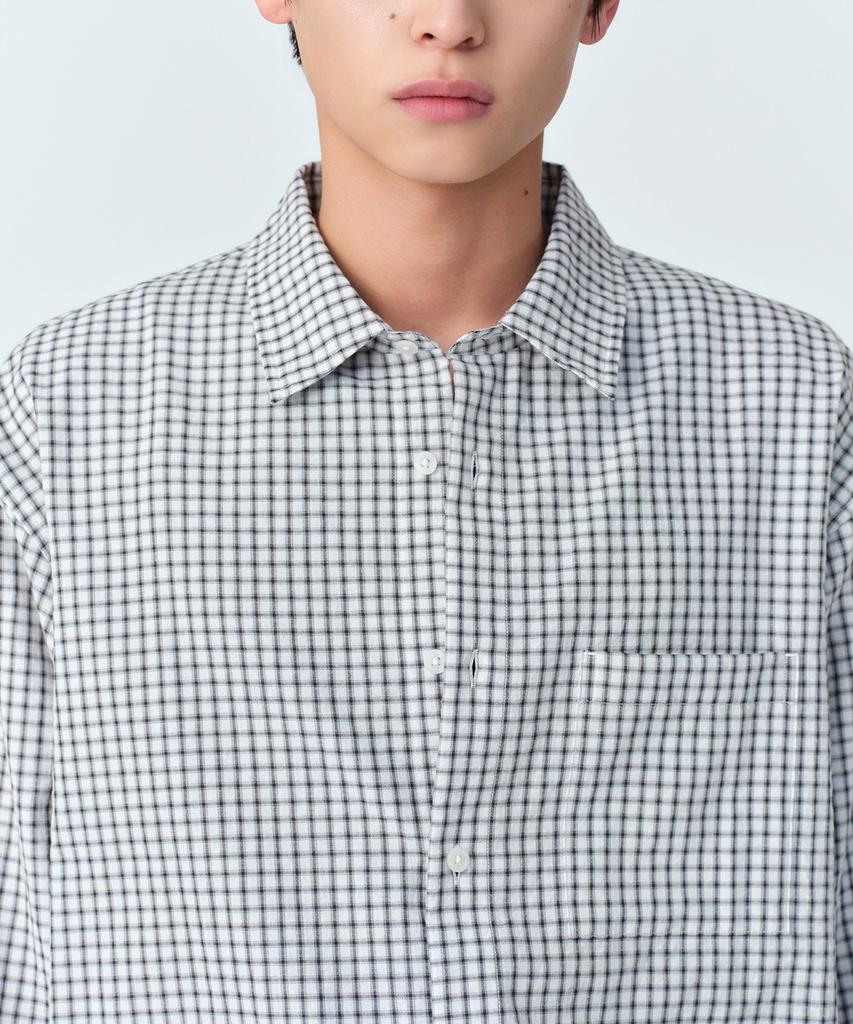 MUSINSA STANDARD Relaxed Small Plaid Check Shirt [Light Gray/Black]