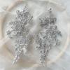 1 Pair Flower Sew On Lace Patches Embroidery Applique Repair For Wedding Dresses 23*10cm