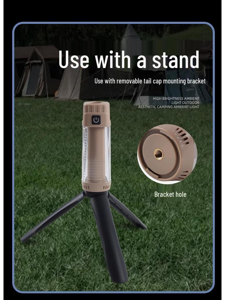 Tri-Color Rechargeable Retro Camping Lantern & Flashlight Combo