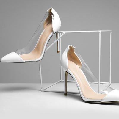 Модные женские туфли на высоком каблуке 2025 весна новый стиль острый носок тонкий каблук высококачественные прозрачные туфли-лодочки элегантная женская обувь