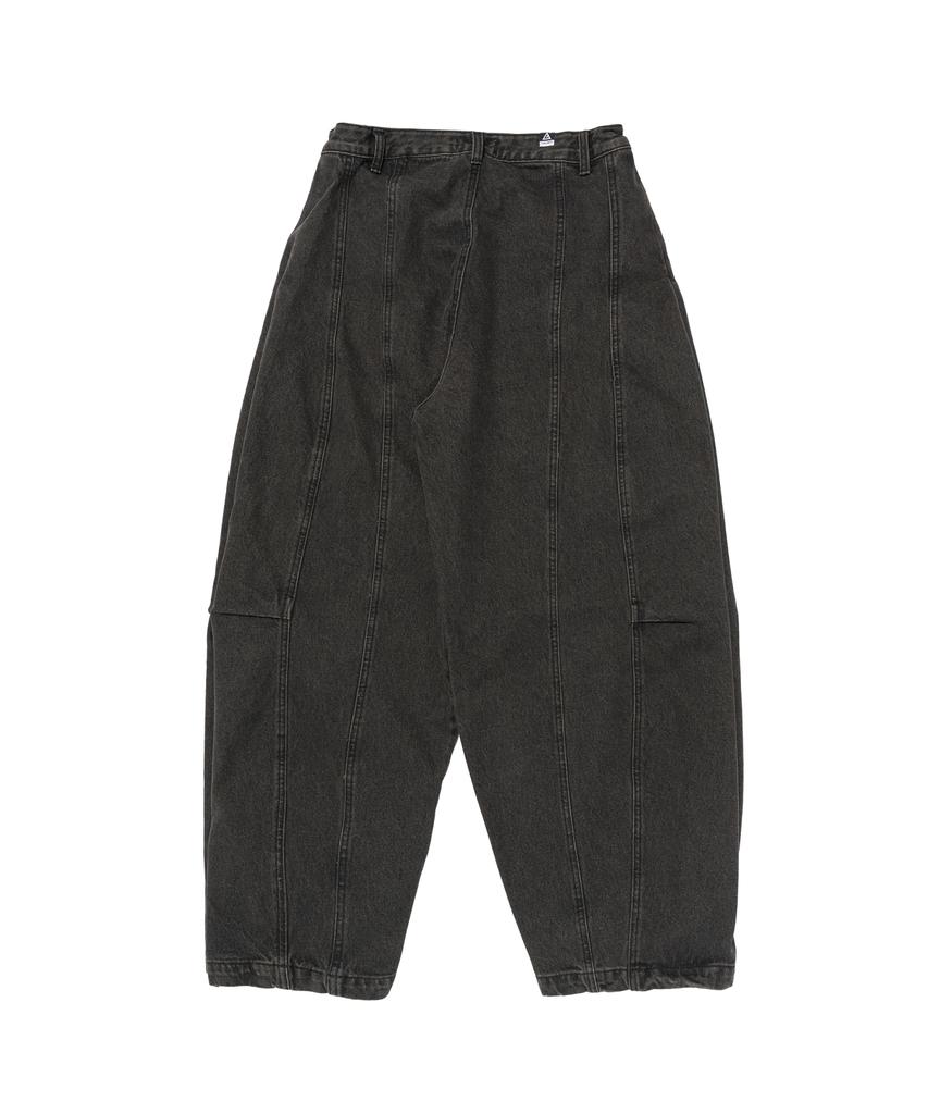 CARGOBROS Curved Line Washed Denim Pants (Black)