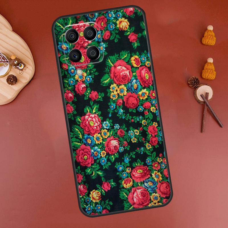 Russian Scarf Floral Case For Samsung Galaxy M15 M35 M55 M11 M14 M34 M54 M31 M13 M53 M51 M12 M32 M52 M16 M36 M56