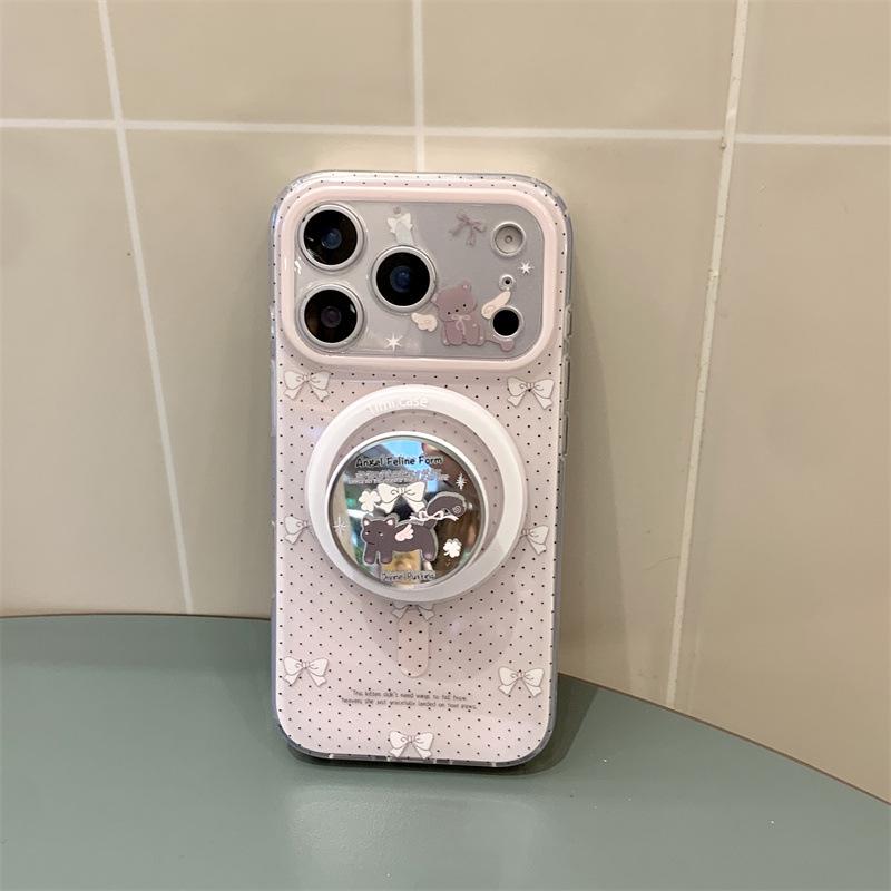 Женский магнитный чехол для телефона с горошком и бантом для iPhone 14/15/16ProMax/17