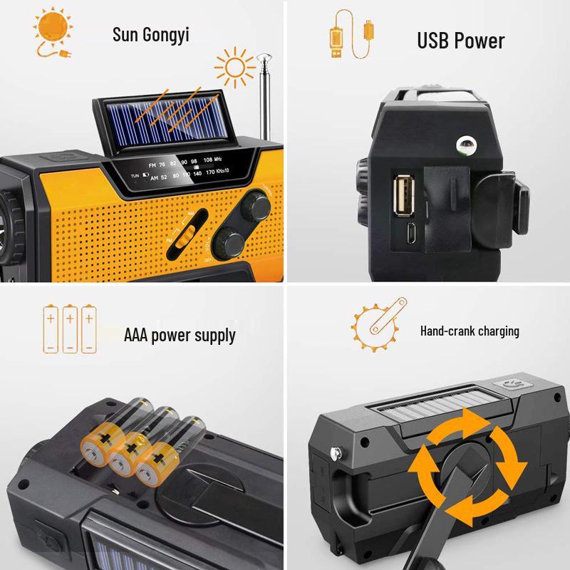 Multifunctional Solar Hand-Crank Weather Alert Radio with SOS