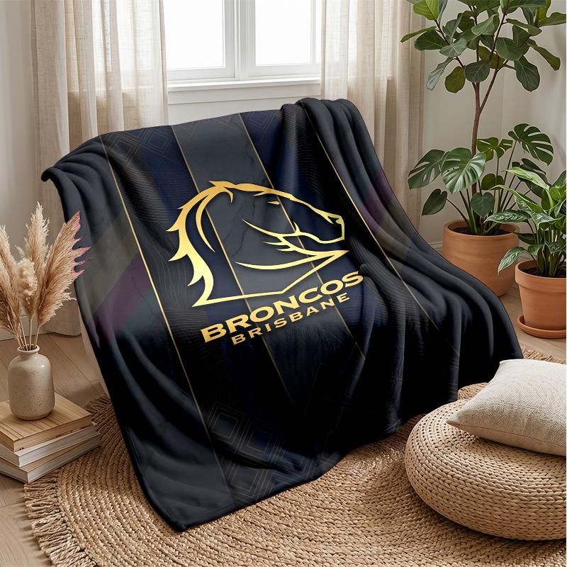 Brisbane Broncos Flannel Fleece Blanket Cozy Warm Throw Blanket For Couch Bed Travel All Season Use