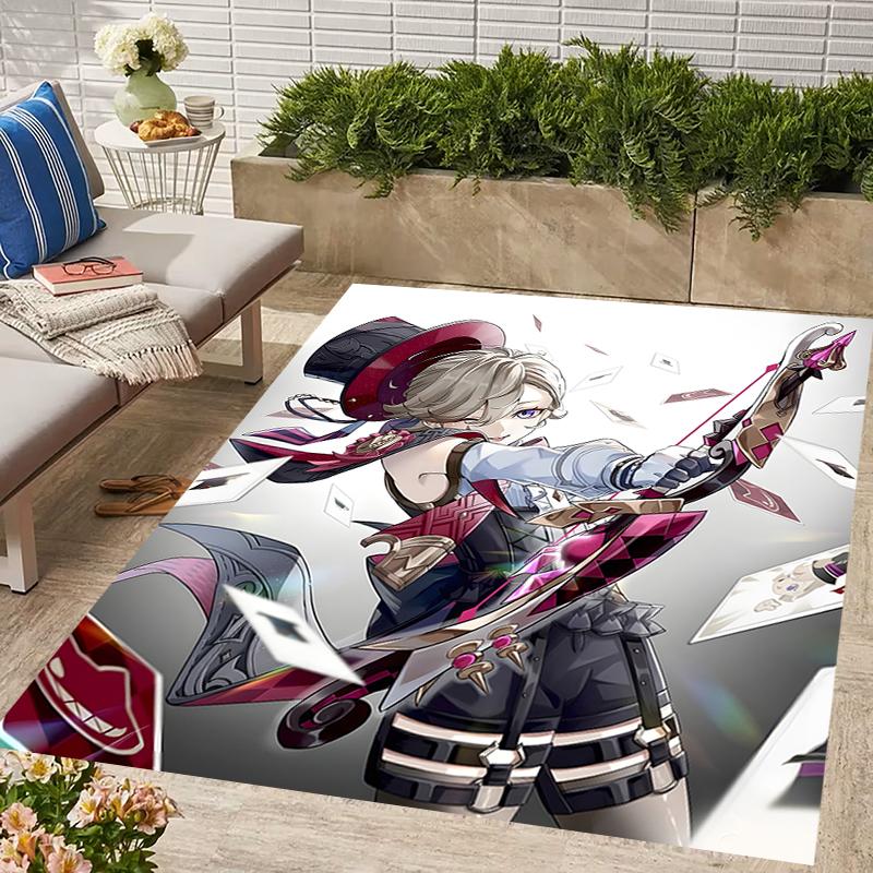 1pc Genshin Impact Lyney1 Design Area Rug - Non-Slip, Soft & Cozy Floor Mat for Living Room, Bedroom, Office - Indoor/Outdoor Decorative Carpet