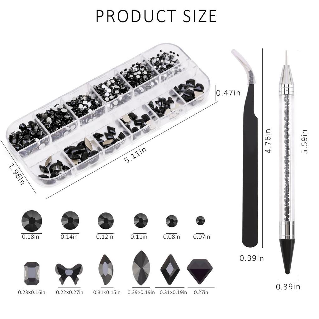 Amazon 12-Grid Nail Art Набор бриллиантов особой формы, Love Horse Eye Плоское дно Бриллиант особой формы Diy Nail Art Украшение