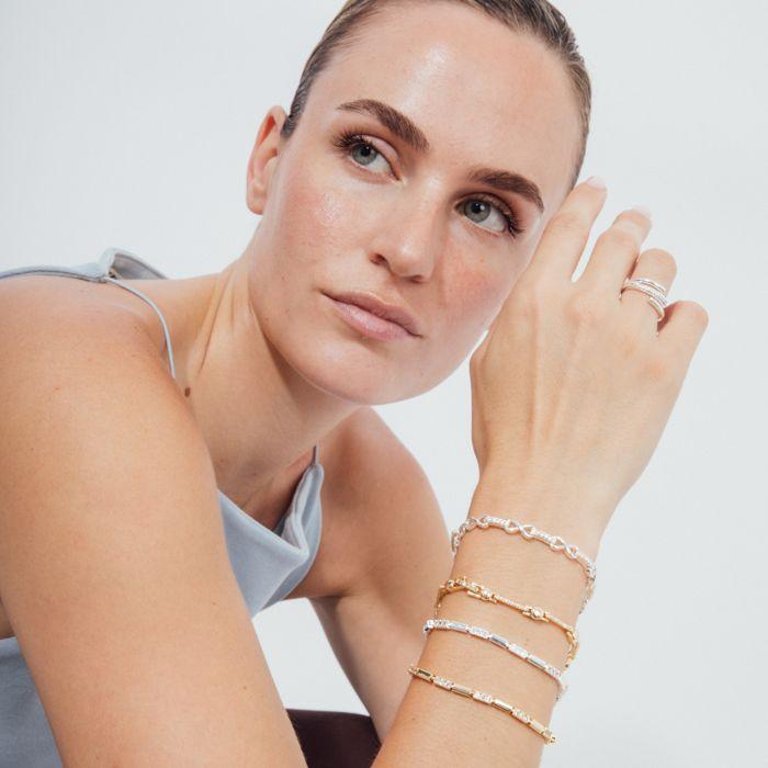 Bracelet - LUXENTER - Tavli - Or jaune 18 carats - Zircone cubique brillante - 18 cm