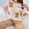 Autumn and Winter New Ladies Warm Pajamas Homewear Suit Cartoon Cute Facecloth Bear Printed Pajamas Homewear Winter Clothing